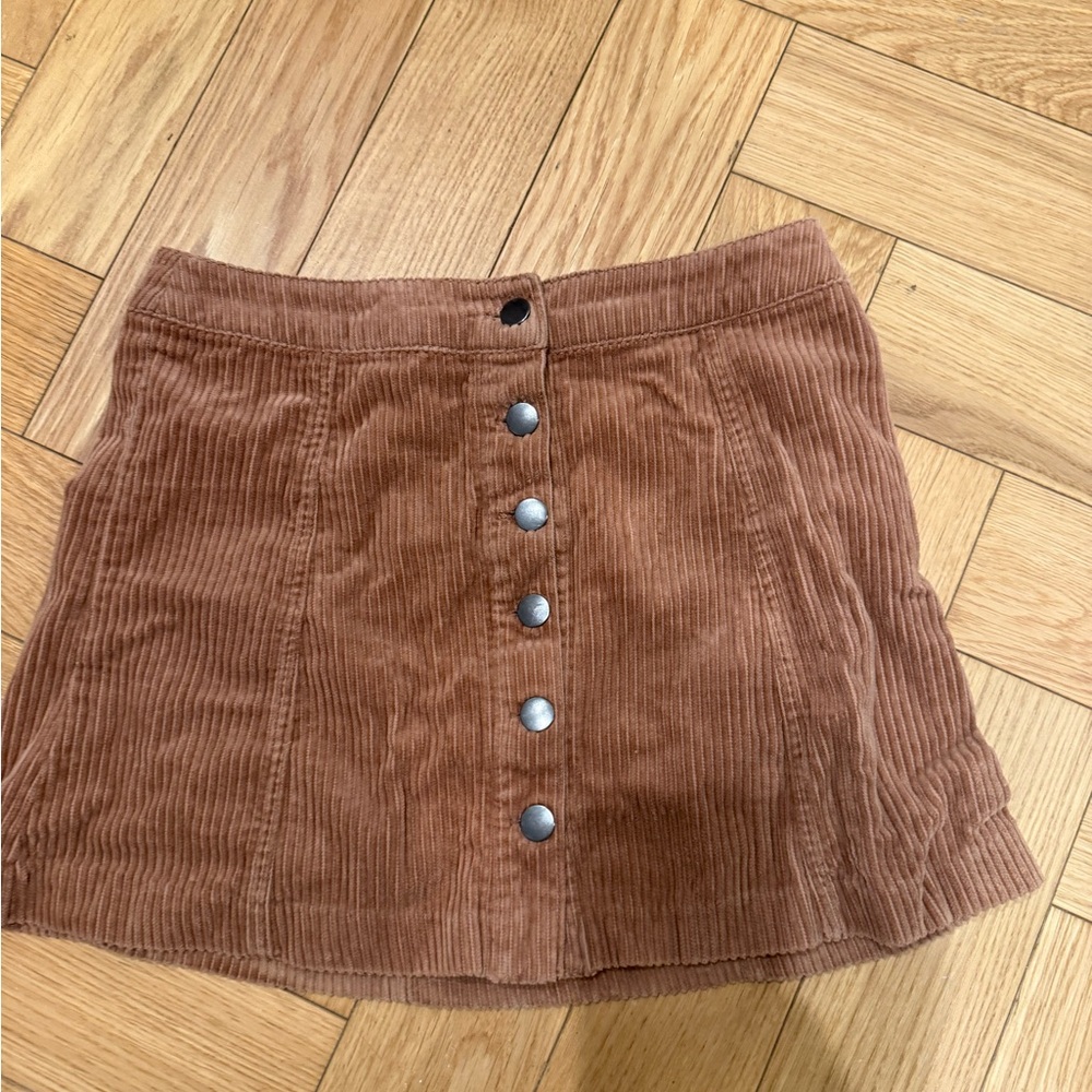 Zara Tan Corduroy Mini Skirt with Buttons